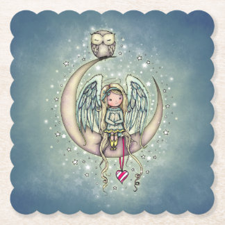 Twinkle Little Angel and Owl Illustrated Art Paper Coaster