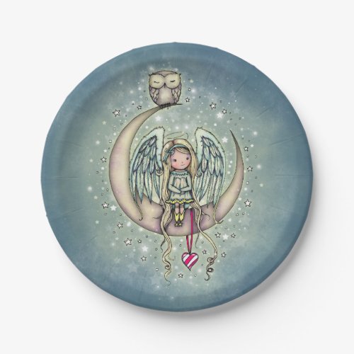 Twinkle Little Angel and Owl Illustrated Art Paper Plates