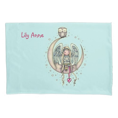 Twinkle Little Angel and Owl Illustrated Art Pillow Case