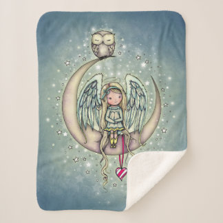 Twinkle Little Angel and Owl Illustrated Art Sherpa Blanket