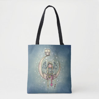 Twinkle Little Angel and Owl Illustrated Art Tote Bag