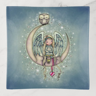 Twinkle Little Angel and Owl Illustrated Art Trinket Tray