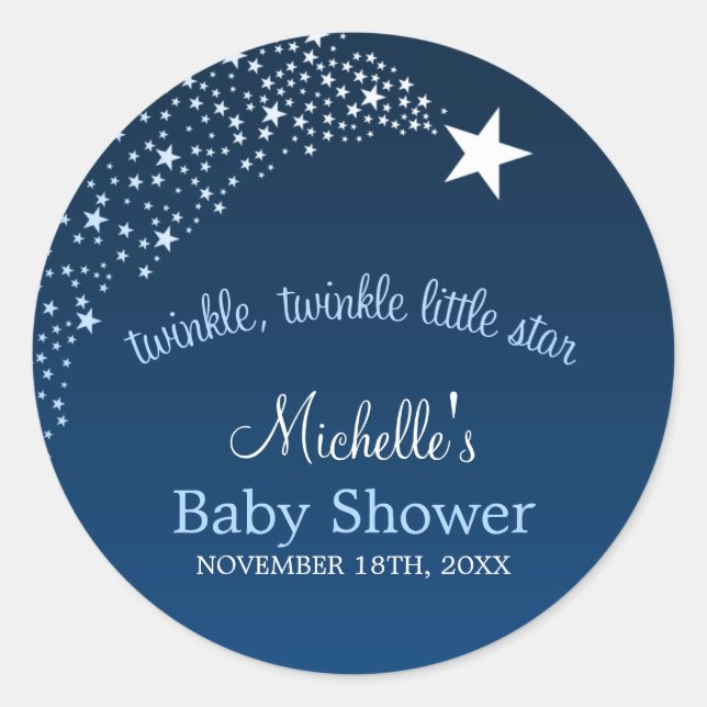 Twinkle Little Shooting Star Baby Shower Classic Round Sticker (Front)
