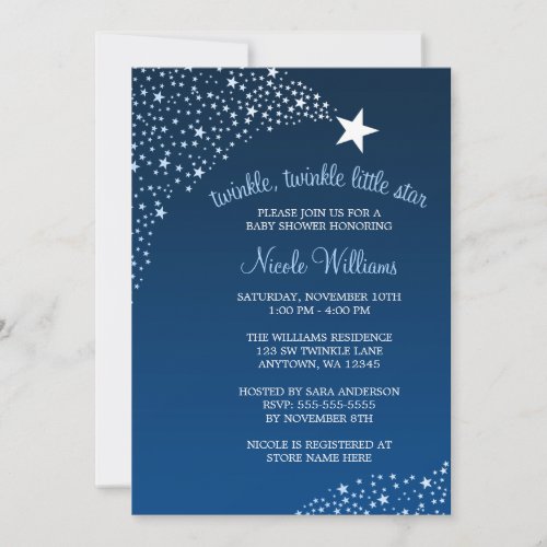 Twinkle Little Shooting Star Baby Shower Invitations