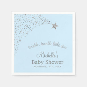 Twinkle Little Shooting Star Blue Silver Napkins