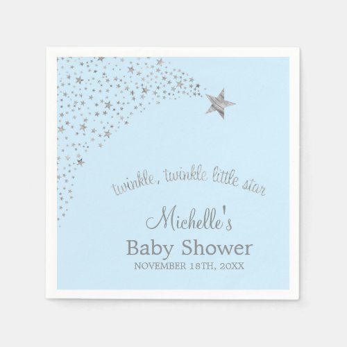 Twinkle Little Shooting Star Blue Silver Napkins