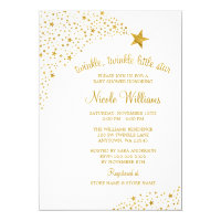Twinkle Little Shooting Star Faux Gold Baby Shower Card