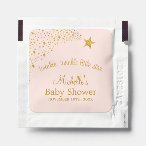 Twinkle Little Shooting Star Pink Gold Baby Shower Hand Sanitizer Packet