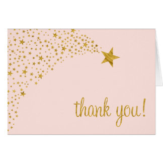 Twinkle Little Shooting Star Pink Gold Thank You Card