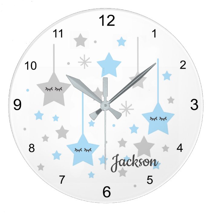 Star Nursery Clock Baby Boy Blue Twinkle Little Sleepy Eyes Room Decor Home Living Home Decor Sunray Fm De