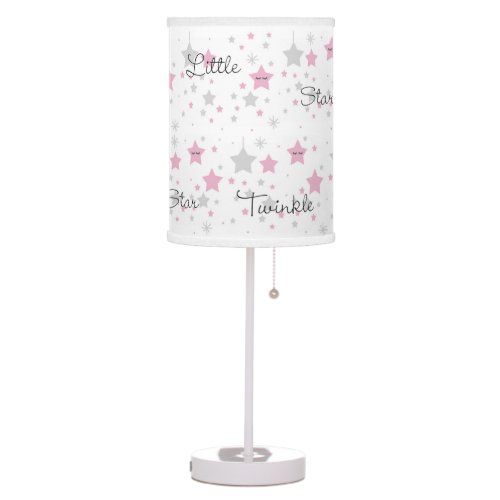 Twinkle Little Sleepy Star Pink Baby Girl Nursery Table Lamp