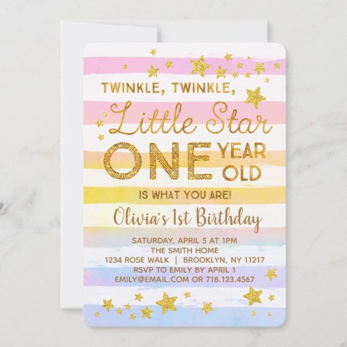 Twinkle Little Star 1st Birthday Invitation