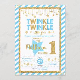 Twinkle Little Star 1st Birthday Invitation Boy