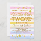 Twinkle Little Star 2nd Birthday Invitation (Front)