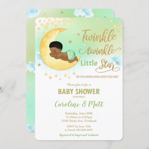 Twinkle Little Star African Baby Shower Neutral  Invitation