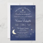 Twinkle Little Star and Moon Dark Blue Baby Shower Invitation (Front)