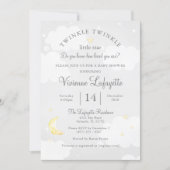 Twinkle Little Star and Moon Gray Baby Shower Invitation (Front)