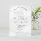 Twinkle Little Star and Moon Gray Baby Shower Invitation (Standing Front)