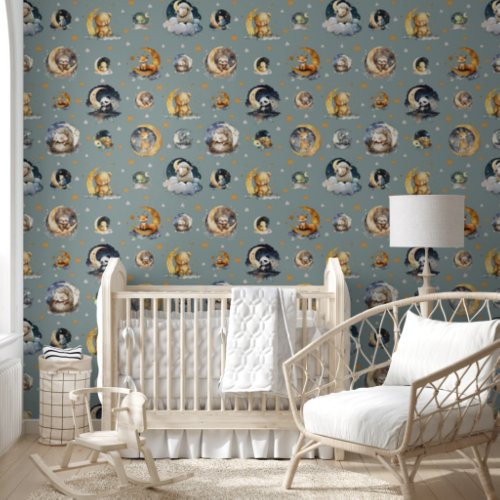 Twinkle Little Star Animal Pattern Boy Baby Wallpaper