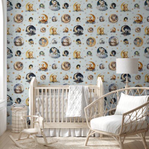 Twinkle Little Star Animal Pattern Boy Baby Wallpaper