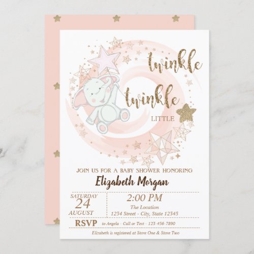 Twinkle Little StarBaby Bear Baby Shower Invitation