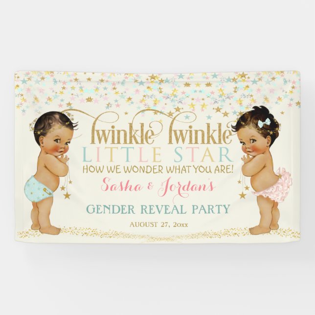 Twinkle Little Star Baby Gender Reveal Ethnic Banner (Horizontal)