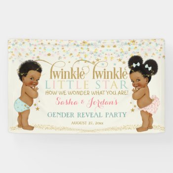 Twinkle Little Star Baby Gender Reveal Ethnic Banner by nawnibelles at Zazzle