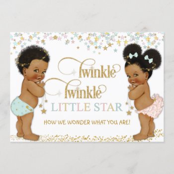 Twinkle Little Star Baby Gender Reveal Ethnic Invitation by nawnibelles at Zazzle
