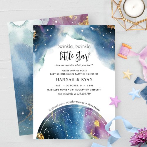 Twinkle Little Star Baby Gender Reveal Party Invitation