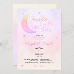 Twinkle little star baby girl babyshower invitation