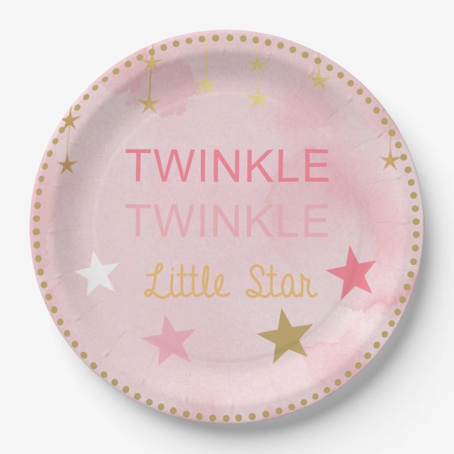 Twinkle Little Star  Baby Girl Paper Plates (Front)