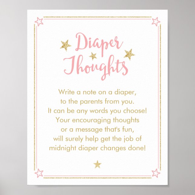 Twinkle Little Star Baby Girl Shower Diaper Sign (Front)