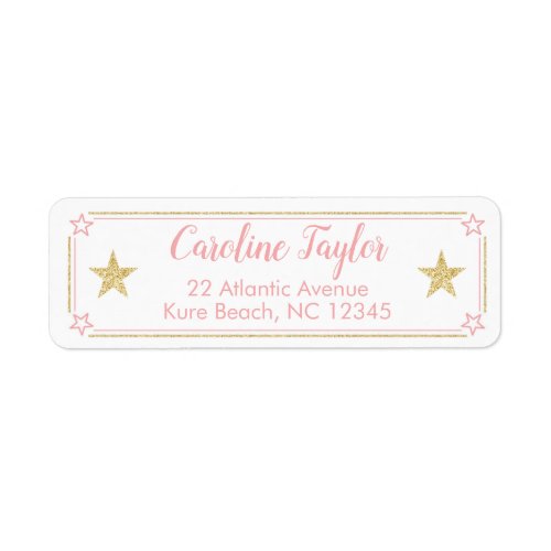 Twinkle Little Star Baby Girl Shower Pink Gold Label