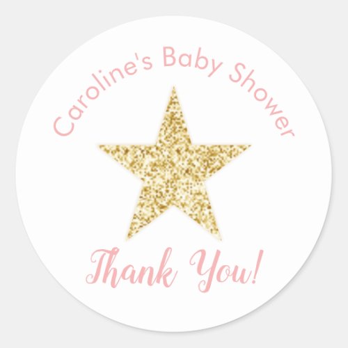 Twinkle Little Star Baby Girl Shower Thank You Classic Round Sticker