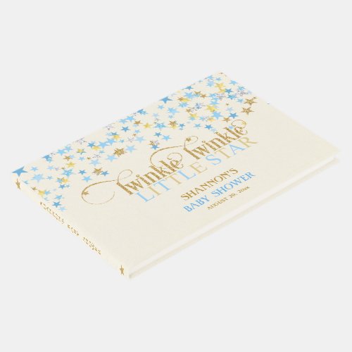 Twinkle Little Star Baby Gold Blue Guest Book