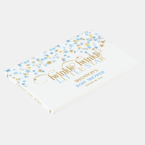 Twinkle Little Star Baby Gold Blue Guest Book
