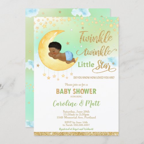 Twinkle Little Star Baby Shower African American Invitation