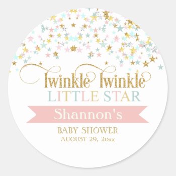Twinkle Little Star Baby Shower Any Color Classic Round Sticker by nawnibelles at Zazzle