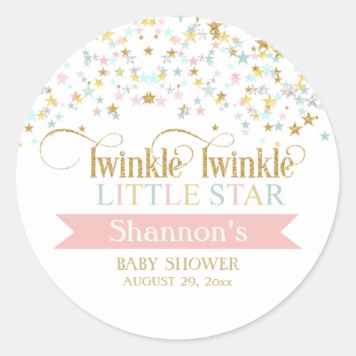 Twinkle Little Star Baby Shower Any Color Classic Round Sticker