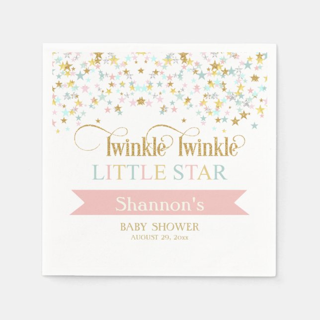 Twinkle Little Star Baby Shower Any Color Napkins (Front)