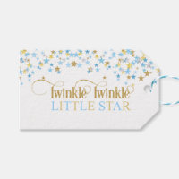 Twinkle Little Star Baby Shower Blue & Gold Gift Tags