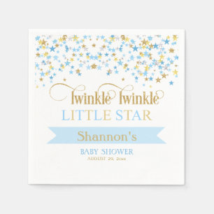 Twinkle Little Star Baby Shower Blue & Gold Napkins