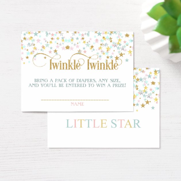Twinkle Little Star Baby Shower Diaper Raffle Business Card