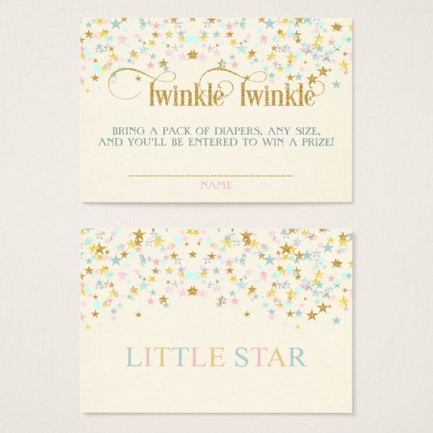 Twinkle Little Star Baby Shower Diaper Raffle Business Card