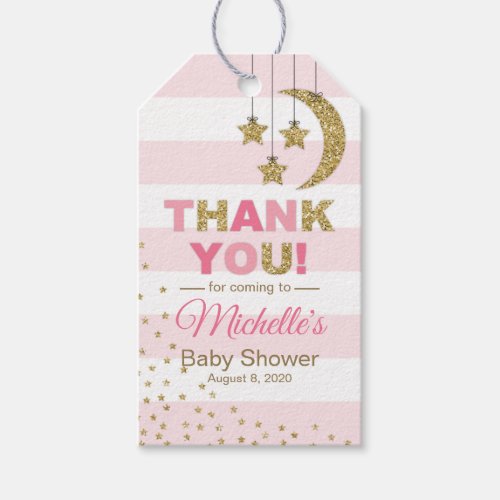 twinkle little star baby shower favor tags pink