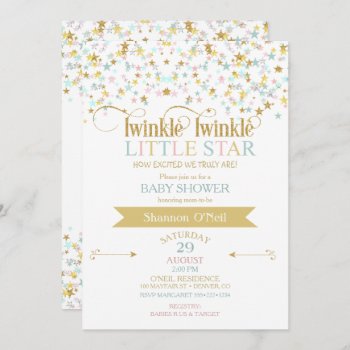 Twinkle Little Star Baby Shower Gender Neutral Invitation by nawnibelles at Zazzle