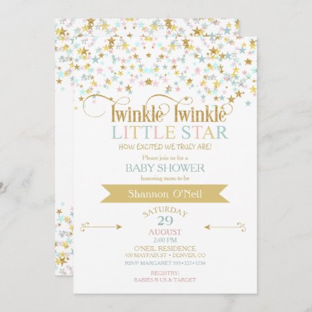 Twinkle Little Star Baby Shower Gender Neutral Invitation