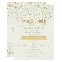 Twinkle Little Star Baby Shower Gold Aqua Card
