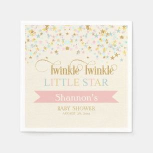 Twinkle Little Star Baby Shower Gold Aqua Pink Paper Napkins