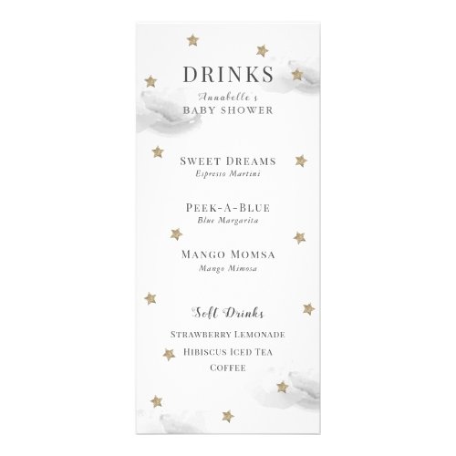 Twinkle Little Star Baby Shower Gray Drink Memu Rack Card